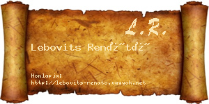 Lebovits Renátó névjegykártya
